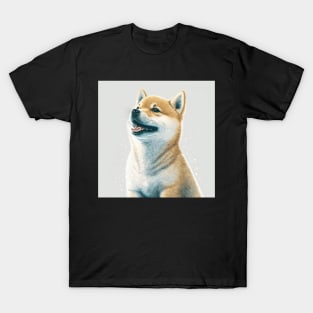 Shiba Inu Dog Realistic Drawing Happy and Laughing T-Shirt